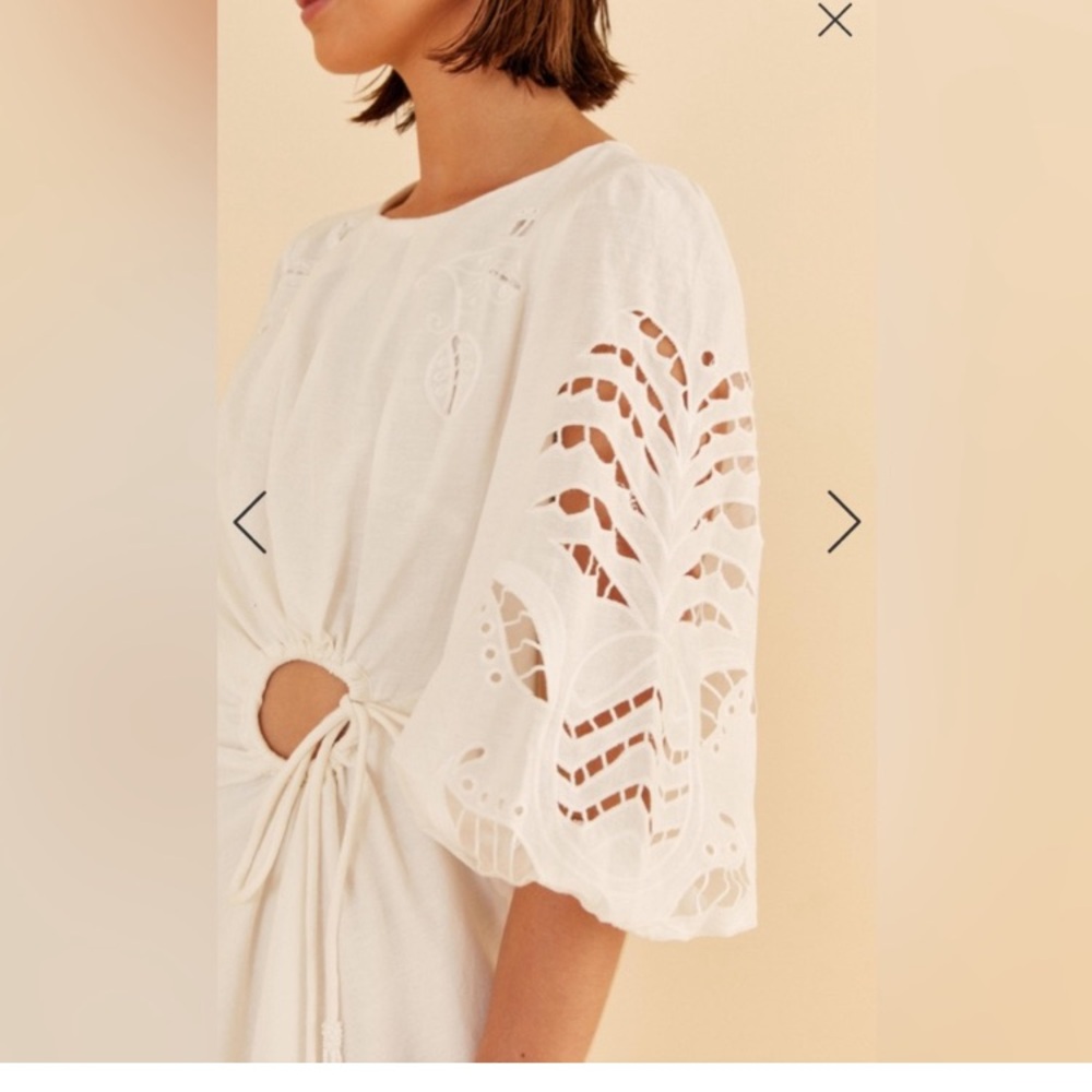 👗👗FARM Rio White Long Sleeve Eyelet Dress - Picture 5 of 10